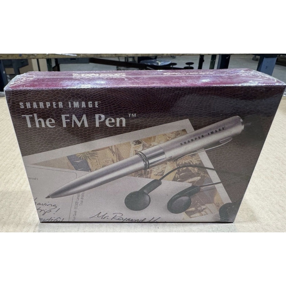 Sharper Image NEW SEALED The FM Pen FM Radio Pen, Headphone Jack, Silver (QU129)
